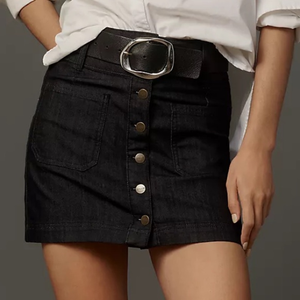 Anthropologie Pilcro Button Front Denim Mini Skirt - NWT - 12